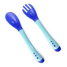 BOP SENDOK GARPU MAKAN BAYI SILIKON SENSOR SUHU PANAS | PERALATAN MPASI ANAK BALITA BATITA BPA FREE | SET SPOON FORK TEMPERATURE COLOR CHANGING SILICONE GOOD QUALITY