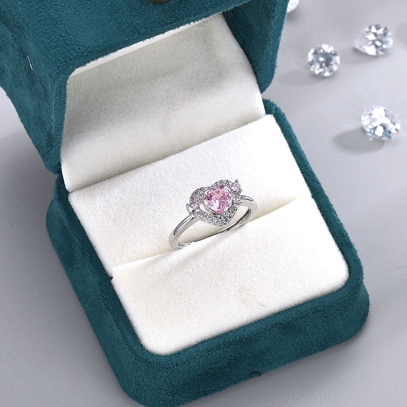 Cincin Geometris Hati Bahan alloy Berlian Imitasi Korea Untuk Wanita