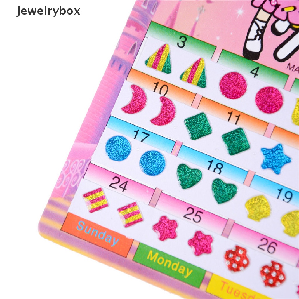 [jewelrybox] 1lembar Colorful Kid Crystal Stick Anting Stiker Anak Perhiasan Pesta Mainan Hadiah Butik Fashion