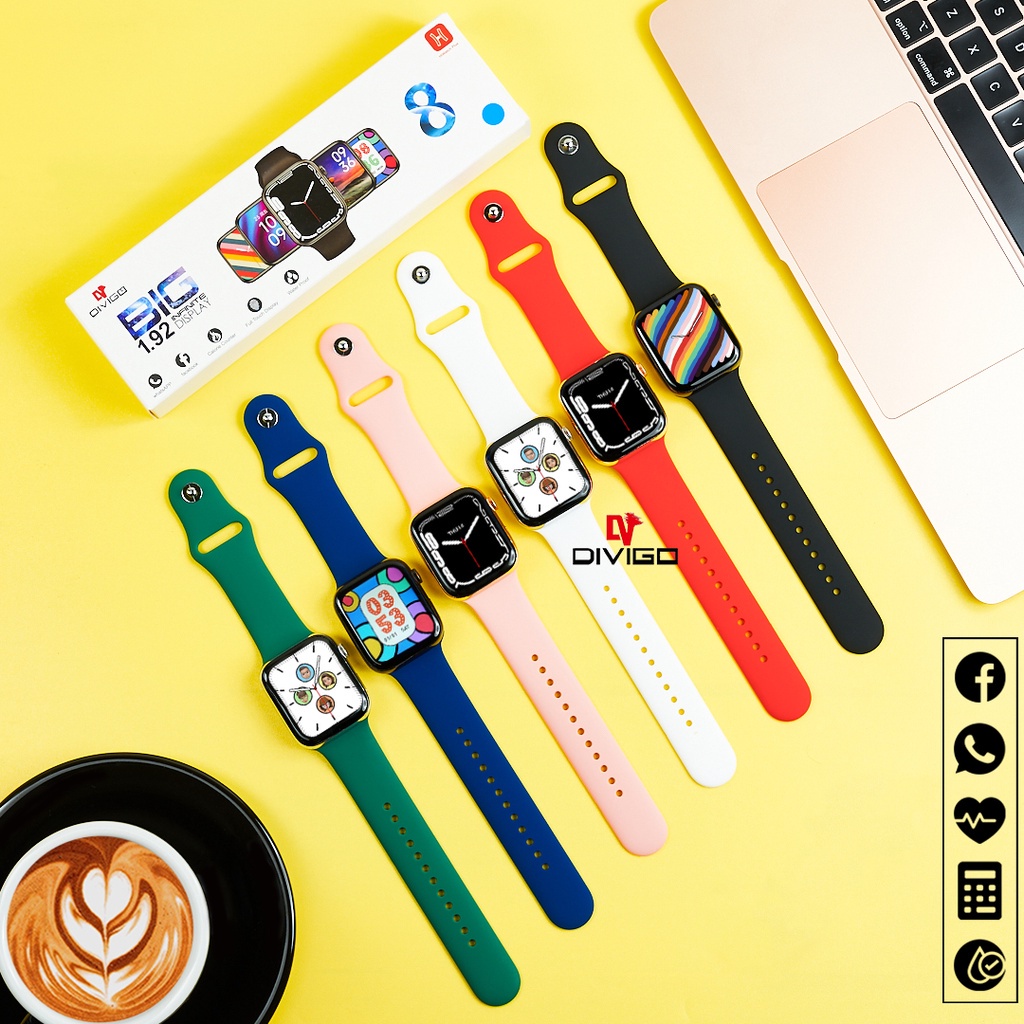 100% Original Jam Tangan SmartWatch DIVIGO Series 8 BIG INFINITY DISPLAY 1.92" HIWATCH PLUS