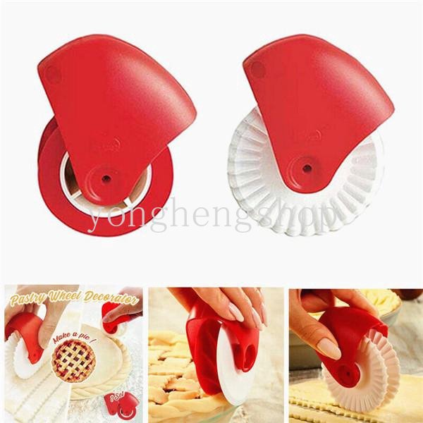 Pastry Cutting Wheel Dough Lattice Cutter Pizza Pie Curling Wheel Roller Pemotong Mie DIY Alat Baking Cetakan Embos Dapur Bakeware