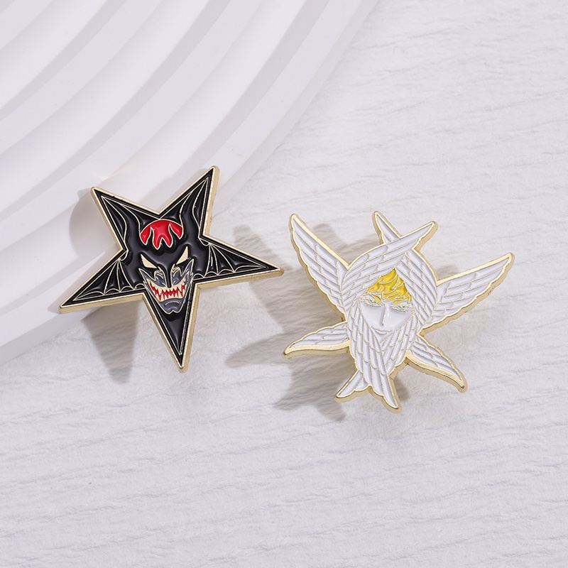 Hitam Putih Bintang Hewan Enamel Pin Anime Lencana Hadiah Untuk Teman Ransel Sweater Perhiasan Custom Kerah Aksesoris Grosir