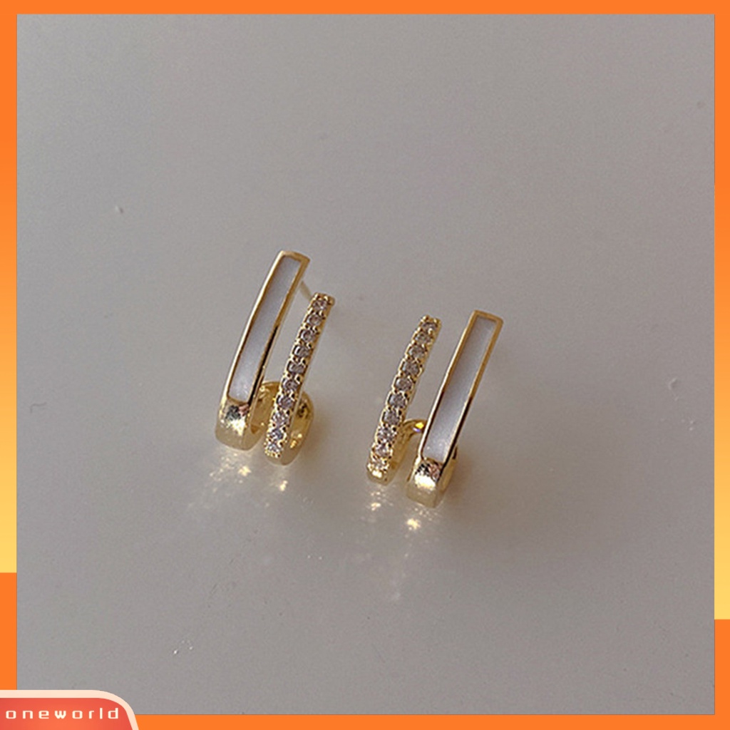 [EONE] 1pasang Ladies Earrings Dripping Oil Craft Trendy Eye-catching Elegan Ringan Pakaian Sehari-Hari Logam Zirkon Hias Vertikal Bar Menjuntai Anting-Anting Aksesoris Pesta