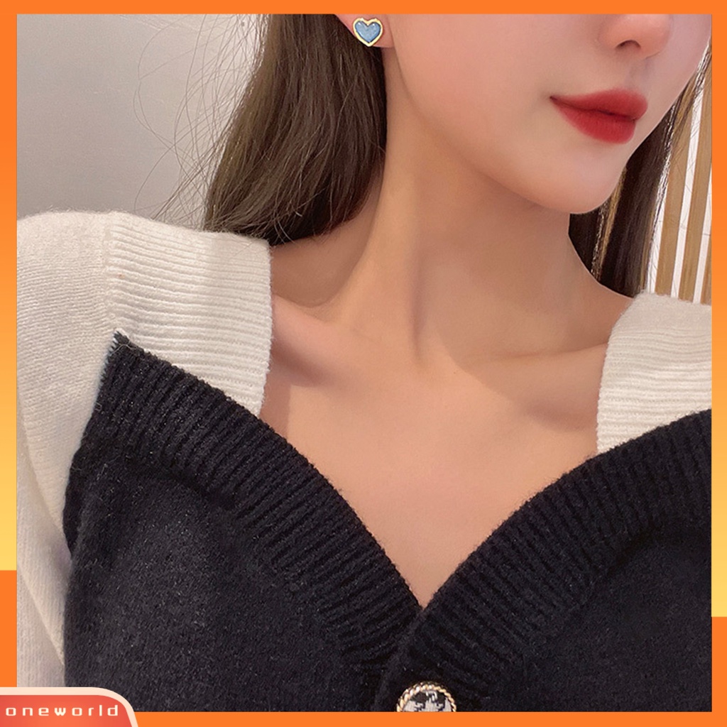 [EONE] 1pasang Ear Studs Elegan Dainty Temperamen Melamun Hadiah Mini Hypoallergenic Retro Cinta Hati Kristal Imitasi Wanita Anting Perhiasan Aksesoris