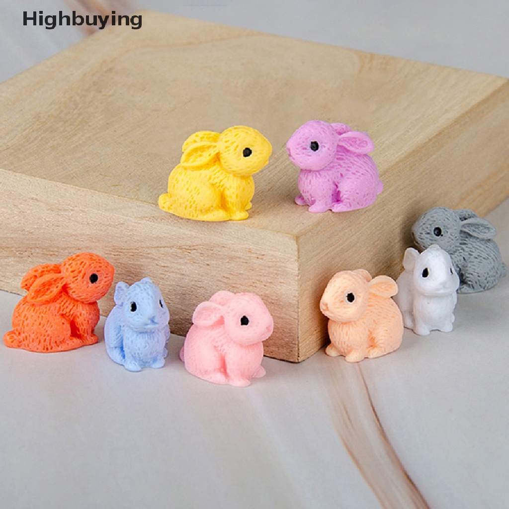 Hbid 5pcs Kelinci Lucu Paskah Ornamen Miniatur Kerajinan Resin Mini Bunny Taman Ornamen Rumah Boneka Miniatur Rumah Kantor Desktop Decor Glory