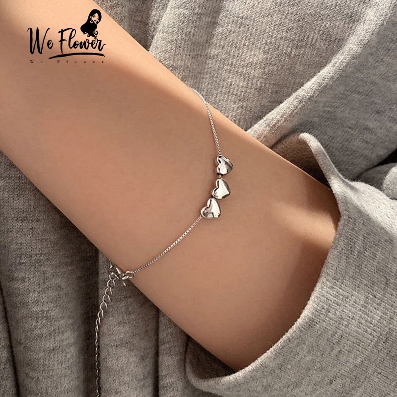 Kami Bunga ins Trendi s925 Perak Jantung Kecil Pesona Gelang Untuk Wanita Perempuan Cinta Elegan Manik-Manik Pergelangan Tangan Rantai Gelang Aksesoris Perhiasan