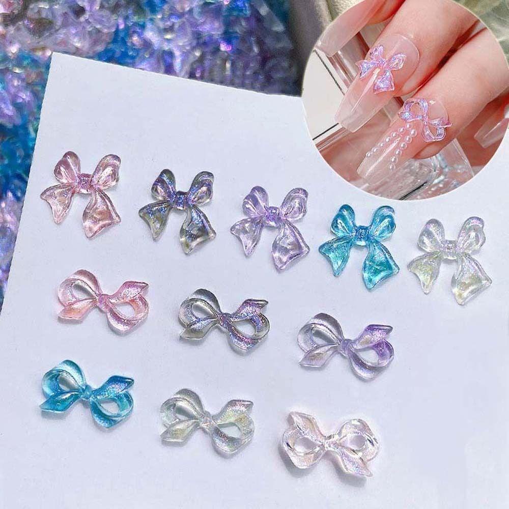 AUGUSTINA Augustina Bow Nail Dekorasi Resin Korea Nail Charms Ikatan Simpul Manikur Aksesoris Hiasan Kuku Nail Jewelry