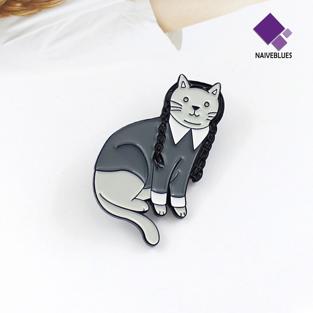 &lt; Naiveblues &gt; Pin Bros Enamel Kucing Kepang Lucu Pakaian Tas Ransel Perhiasan