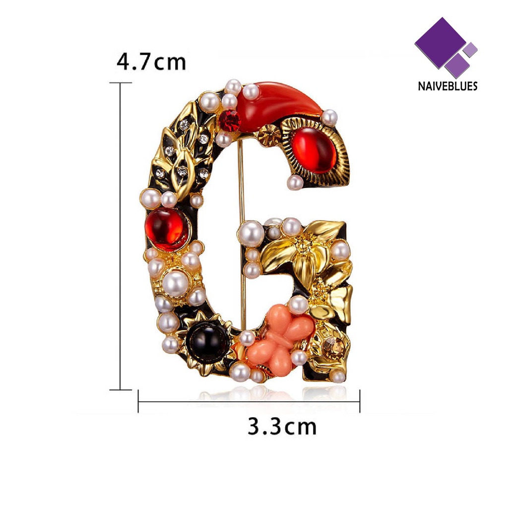 &lt; Naiveblues &gt; Pin Bros Enamel Muti-Warna Fashion Bentuk Huruf Berlian Imitasi Pin Mutiara Imitasi Untuk Pesta