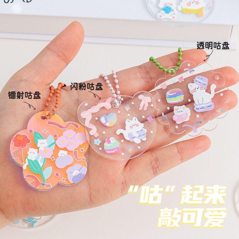 Lanfy Guka Set Hadiah Anak Handmade Liontin Flash Bubuk AcrylicGuka Disc Laser Diy Gantungan Kunci Handmade Liontin Goo Card Set