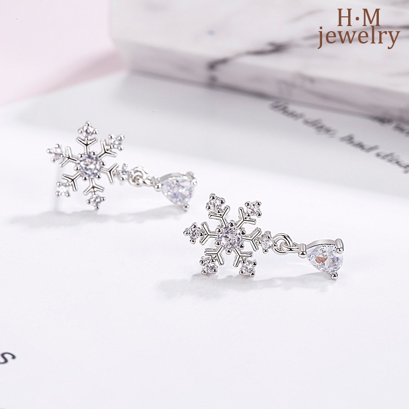 S925 Perak Snowflake Ear Studs Nyamuk Coil Telinga Klip Bermutu Tinggi Anting2023Baru