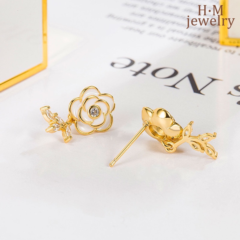 S925 Perak Fashion Temperamen Liar Camellia Stud Earrings2023 Baru Bermutu Tinggi Anting-Anting