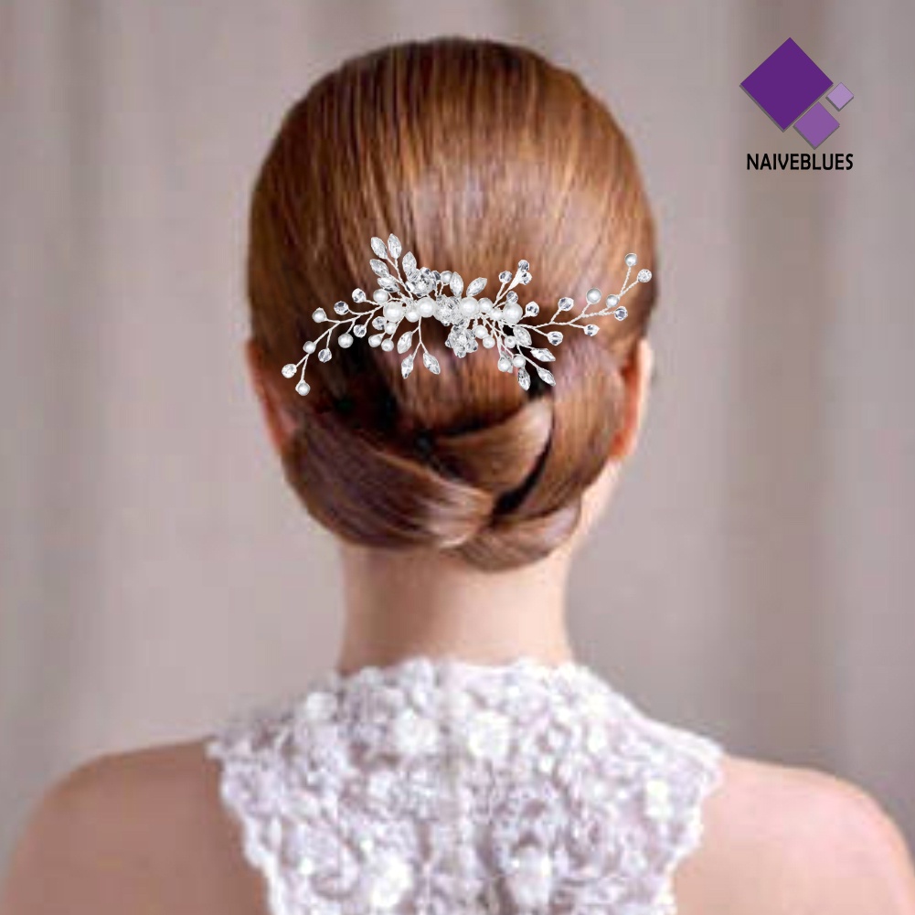 &lt; Naiveblues &gt; Fashion Lady Mutiara Imitasi Berlian Imitasi Rambut Pin Klip Pernikahan Pengantin