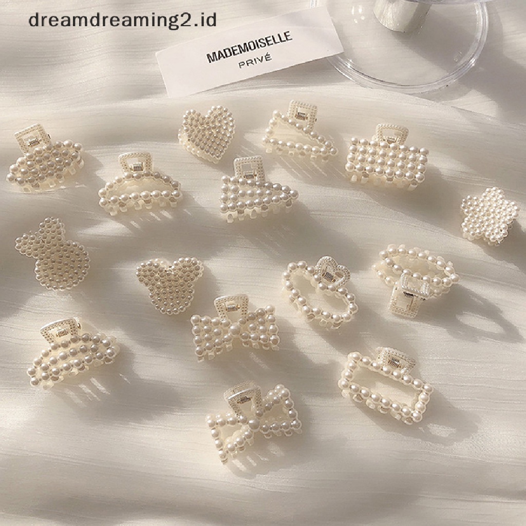 (dream) Mini Mutiara Imitasi Hair Claw Untuk Wanita Perempuan Elegan Manis Jepit Rambut Lucu Kartun Busur Hati Hair Claw Clips Aksesoris Rambut//