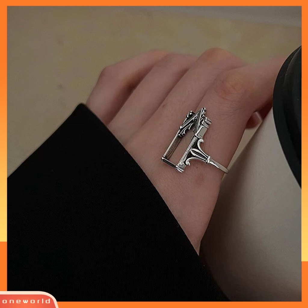 [EONE] Cincin Pesta Retro Desain Bukaan Dapat Disesuaikan Gaya Kastil Finishing Antik Electroplating Dress Up Perhiasan Vintage Castle Open Ring Untuk Pesta