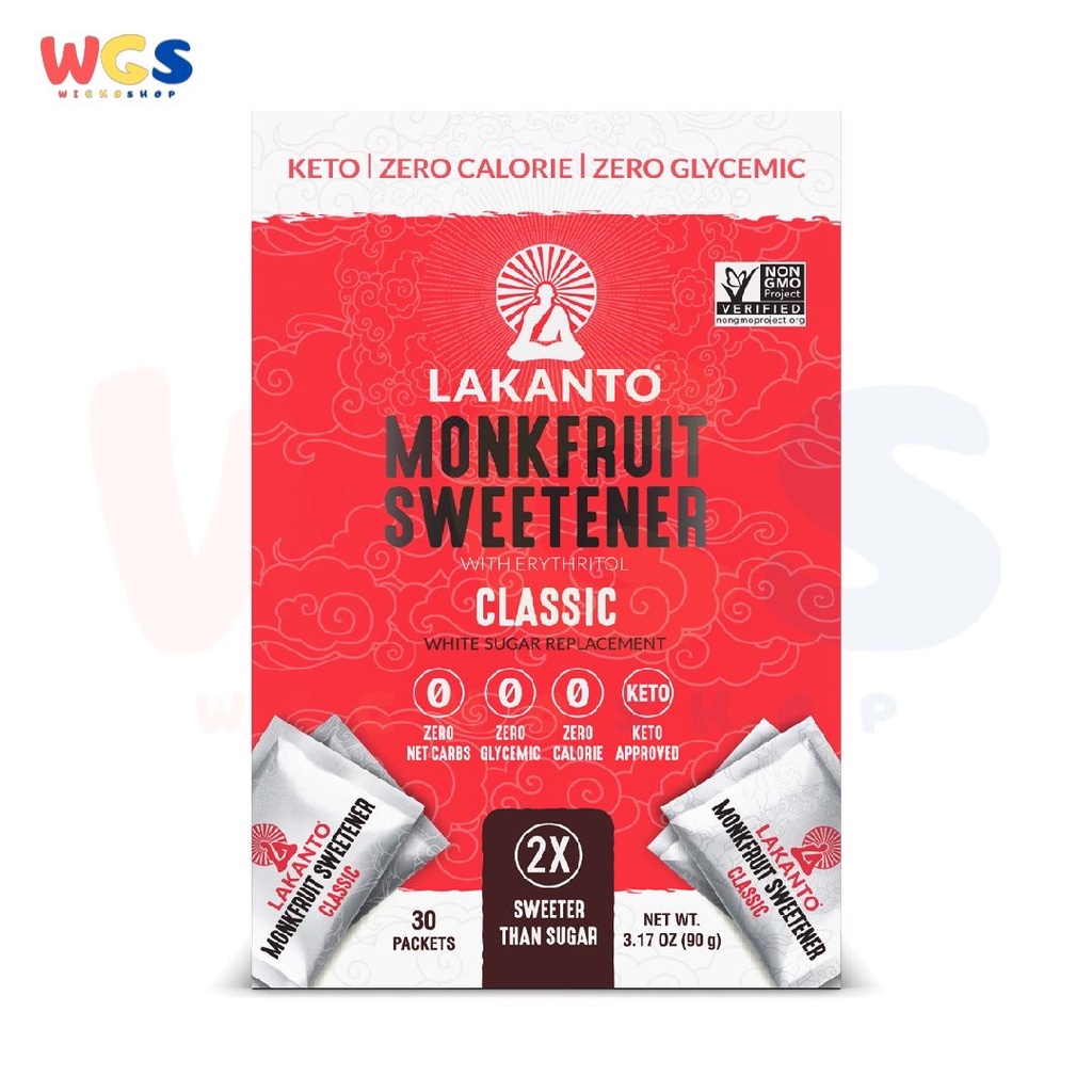 Lakanto Monkfruit Sweetener Erythritol Classic White Sugar 3g x 30p