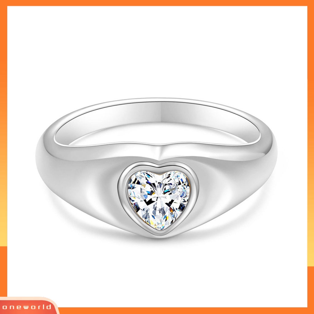 [EONE] Wanita Cincin Kepribadian Dipoles Minimalis Hypoallergenic Elegan Hadiah Stainless Steel Cinta Hati Berlian Imitasi Jari Cincin Fashion Perhiasan