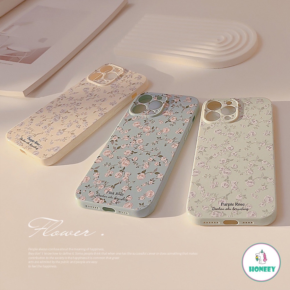 IPHONE Retro Pink Rose Romantis Bunga Shell Gadis Ponsel Case Untuk Iphone14 13 12 11 Pro Max14 Plus Case Lucu Kartun Seni Manis Cover