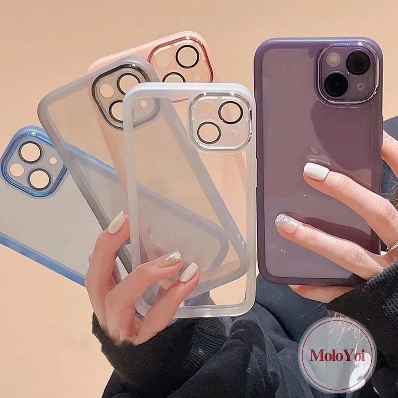 IPHONE Casing Len Bahan Metal Plating Kompatibel Untuk Iphone11 7Plus 8Plus XR 14 13 12 Pro Max 11 Pro Max X XS Max 7 8Plus Mewah Shockproof Lembut Pelindung Lensa Kamera Back Cover Shell