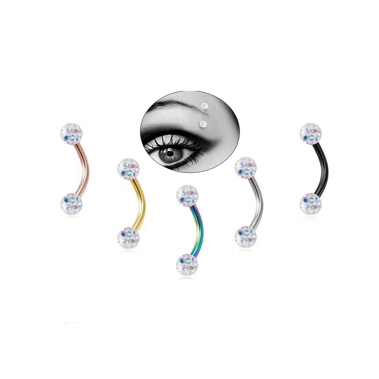 5warna Stainless Steel Tindik Alis Bibir Telinga Labret Lidah Tindik Helix Tulang Rawan Tindik Perhiasan