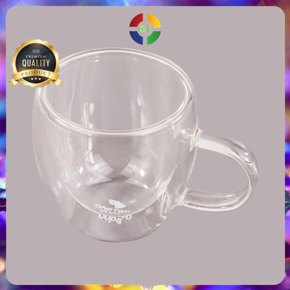 Cangkir Kopi Anti Panas Double Wall Glass Round 160 ml Transparent