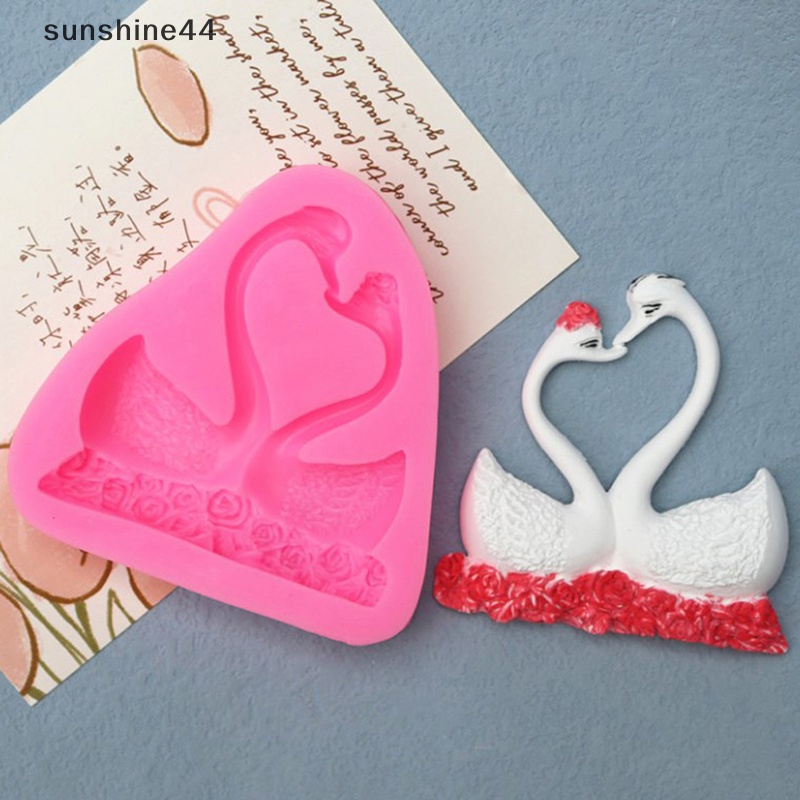 Sunshine Couple Bentuk Angsa Cetakan Fondant Silikon Dekorasi Kue Baking Mold Alat Dapur ID