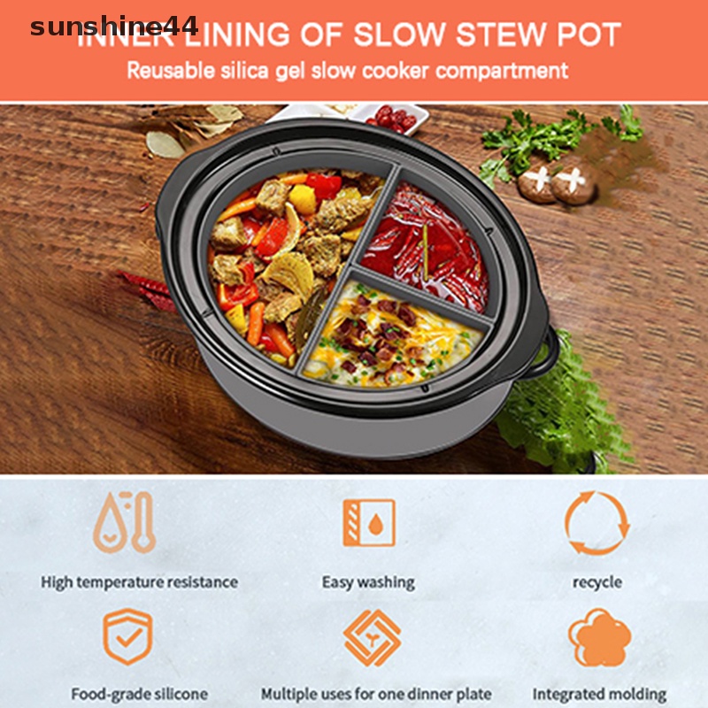 Sunshine Slow Cooker Divider Liner fit 6QT Kuali Panci Silikon Reusable &amp; Anti Bocor ID