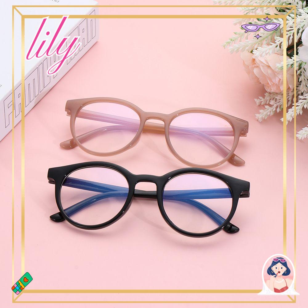 Lily Round Clear Eyeglasses Vintage Anti Blue light Vision Care Kacamata Baca