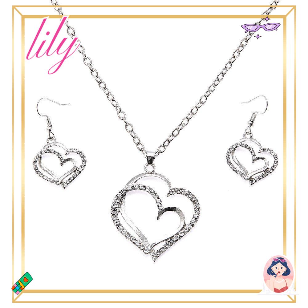 Lily Kalung Anting Set Perhiasan Set Wanita Pernikahan Berlian