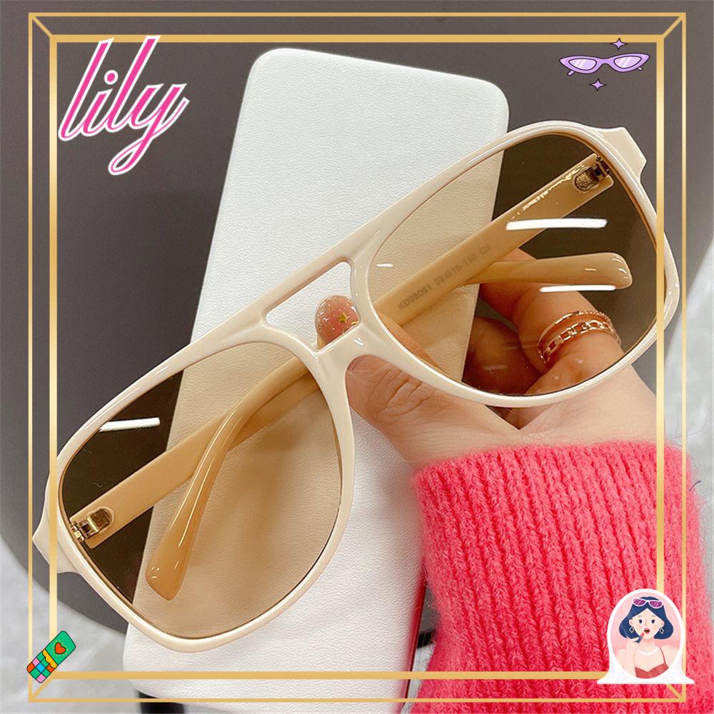 Lily Oversized Sunglasses Kacamata Vintage Perlindungan UV400 Kacamata Matahari Berwarna