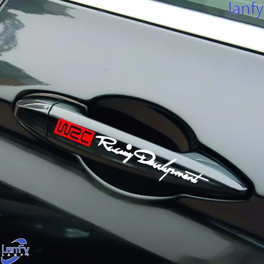 Lanfy 4pcs / Set Stiker Vinyl Anti Air Motif Tulisan Wrc World Racing Untuk Dekorasi Handle Pintu Mobil