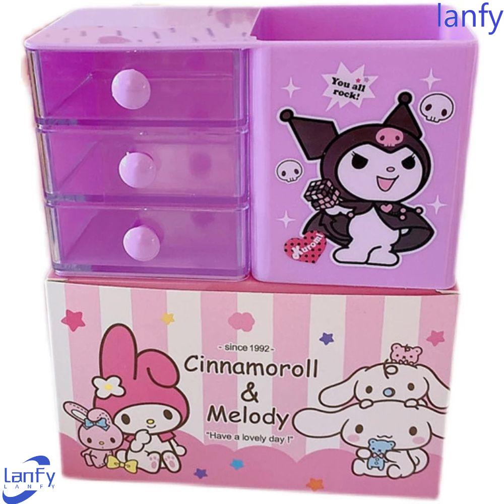 Lanfy Tempat Pulpen Kawaii Stationery Kuromi Cinnamoroll Kotak Penyimpanan Siswa Organizer Box