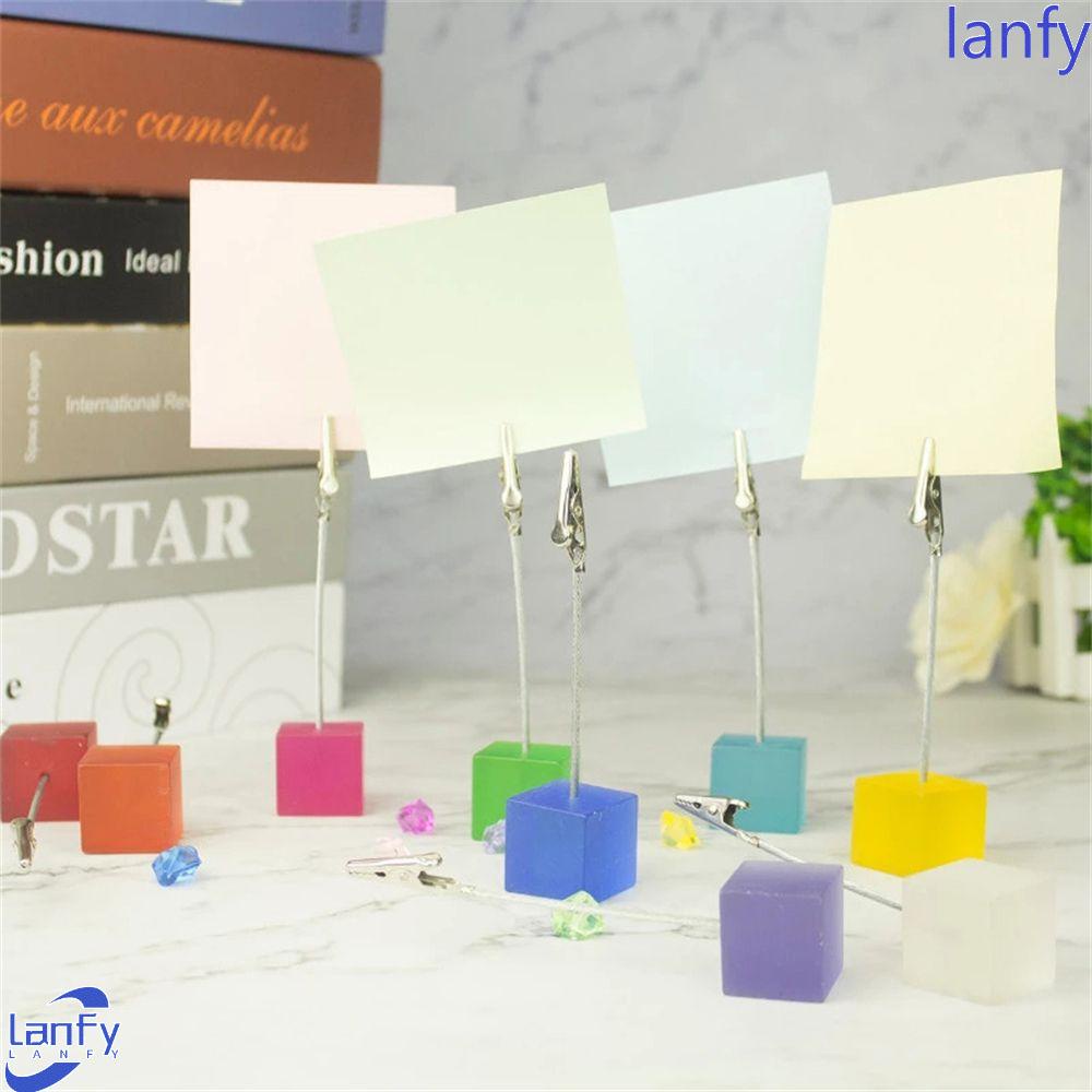 Lanfy Memo Card Holder Kubus Warna Kreatif Memo Stand Memo Card Standing Pesta Pernikahan Resepsi Klip Note Clamp