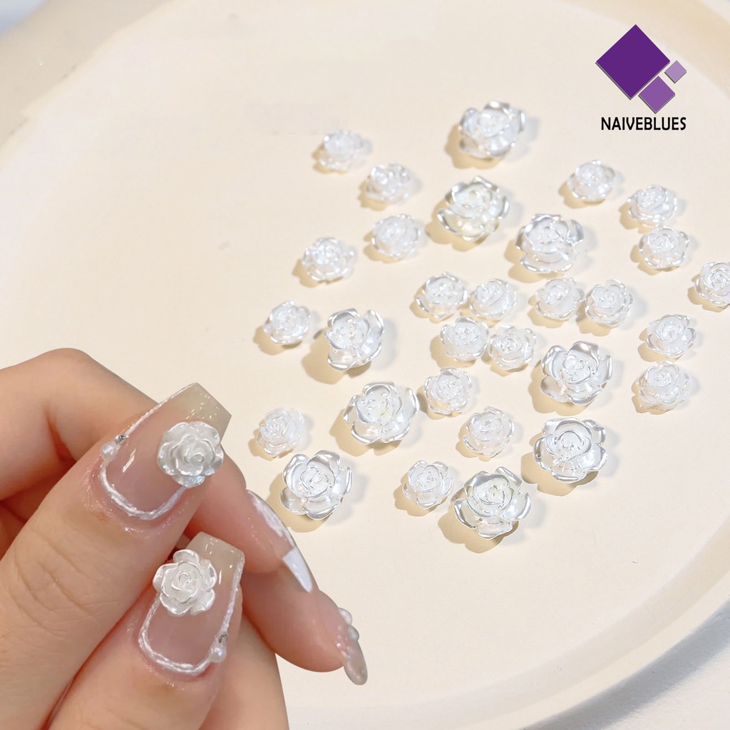 [naiveblues] 20pcs Nail Rhinestones Indah DIY Aksesoris Kuku Camelia Ringan Untuk Wanita