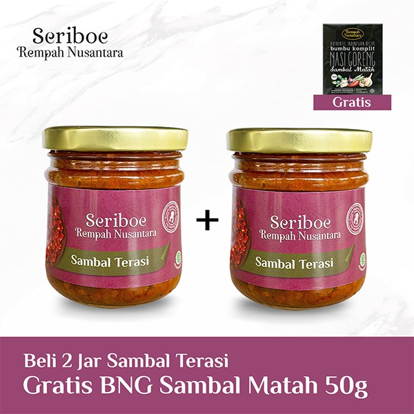 

Sambal Terasi Jar 2 X 120 gr Gratis Bumbu Nasi Goreng Matah Seriboe Rempah Nusantara