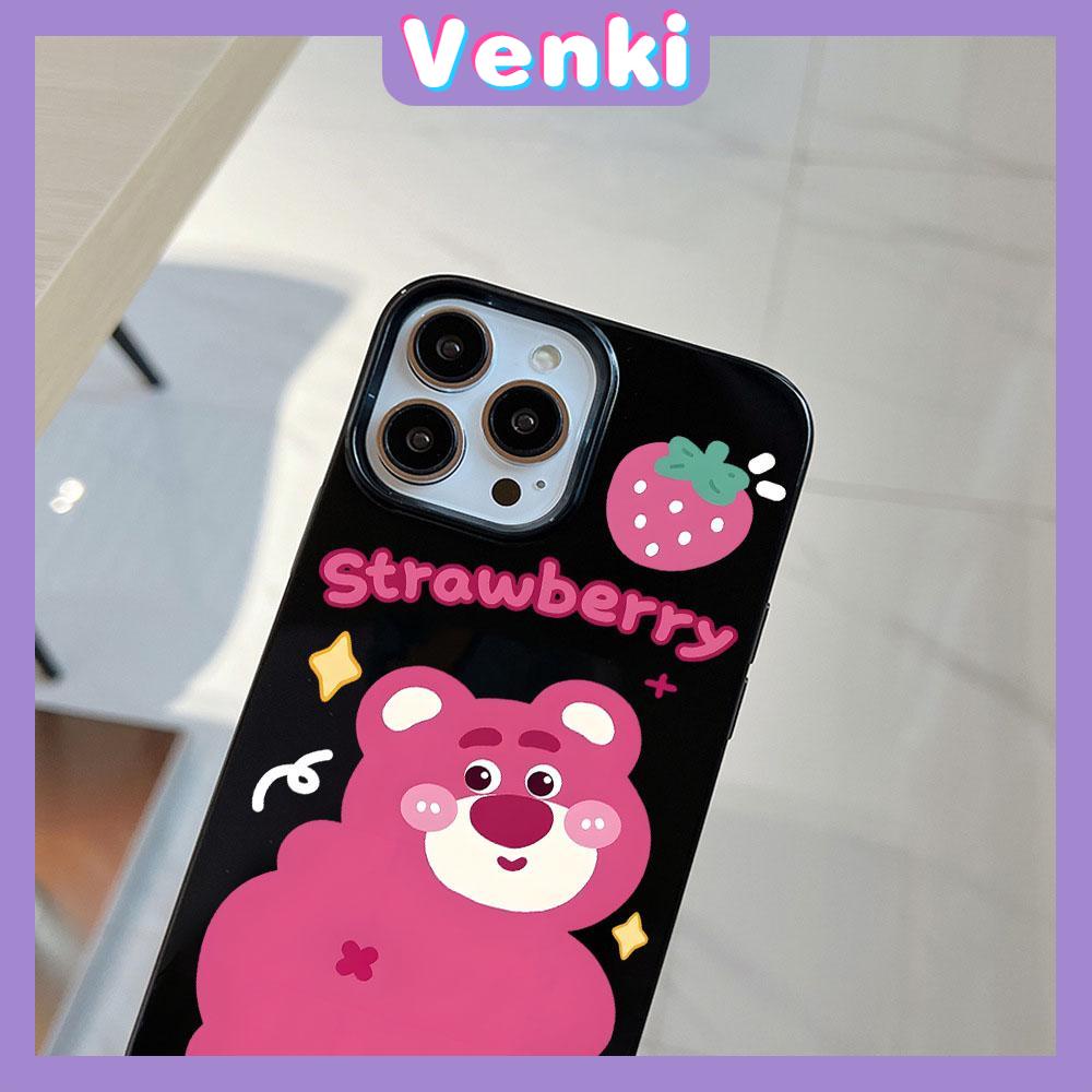 VENKI - For iPhone 14 Pro Max iPhone Cute Bear Glossy Black Case TPU Soft Shell Protection Shockproof Camera Compatible with iPhone 13 Pro max 12 Pro Max 11 xr xs max 7Plus 8Plus