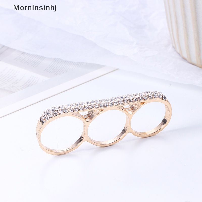 Mornin Fashion Tiga Jari Knuckle Duster Ring Minimalis Stainless Steel Bar Ring Perhiasan Hadiah id