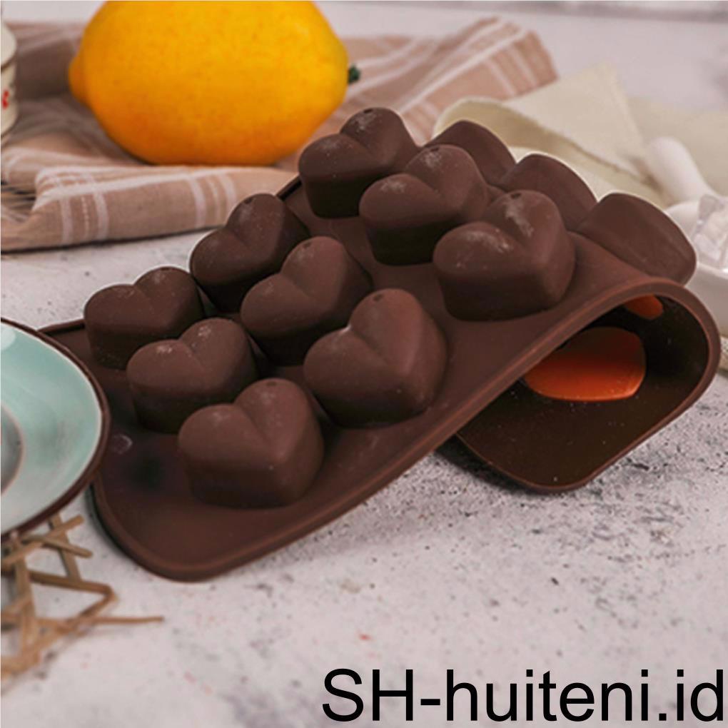 15sol Silikon Bentuk Love Hati Cetakan Coklat Permen Biskuit Cookies Kue Baking Mold