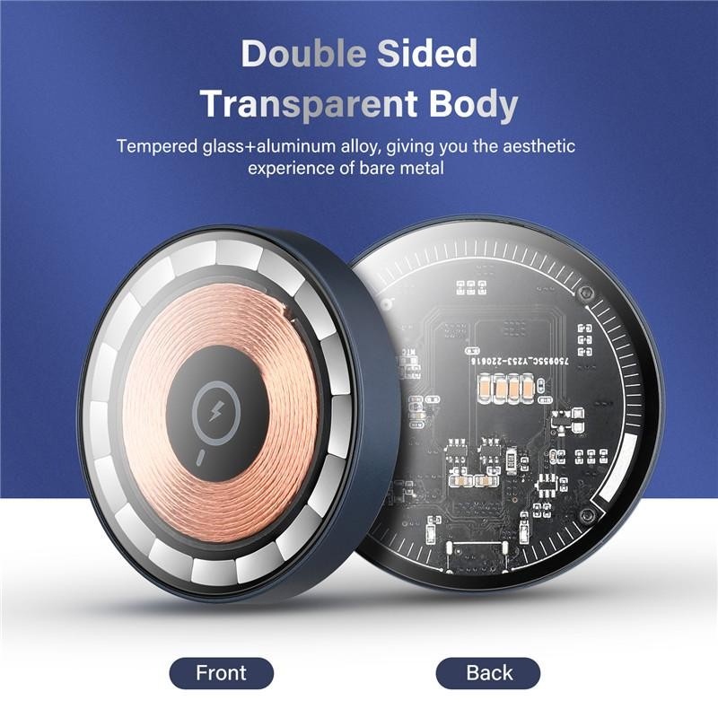 High Quality Transparent Magnetic Wireless Charger 15W Fast Charging Type C Wireless Charger