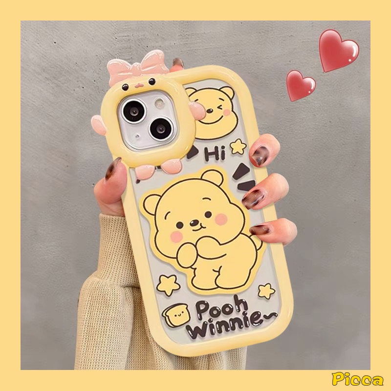 IPHONE Casing Ponsel Lensa Monster Kecil Ikatan Simpul 3D Lucu Kompatibel Untuk Iphone11Xr 7Plus 6s 6 8 7 Plus14 12 13 11 Pro Max XS Max X SE 2020 Cute Toy Story Winnie The Pooh Soft Back Cover