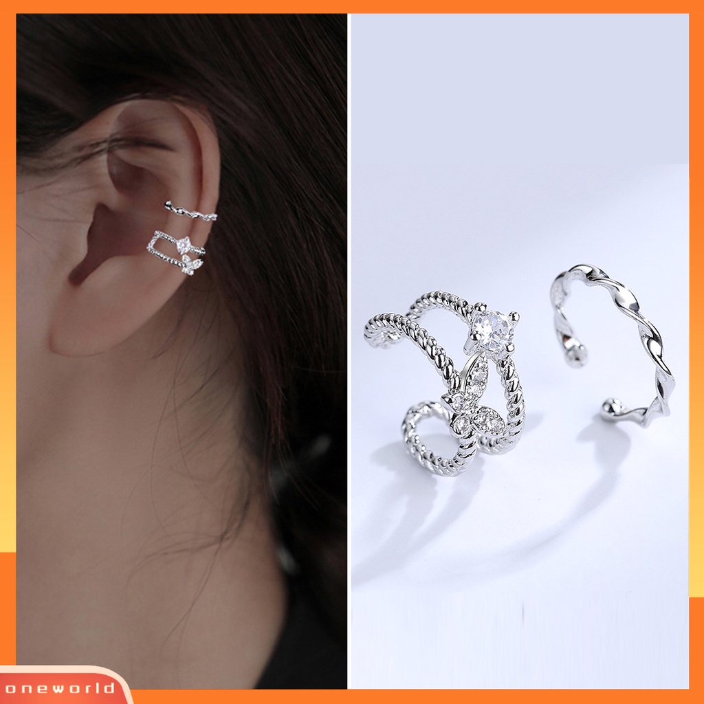 [EONE] 1 Pc Klip Telinga Non-Piercing Shiny Efek Visual Semua Pertandingan Telinga Manset Wanita Kupu-Kupu Perhiasan Anting-Anting Aksesori Fashion