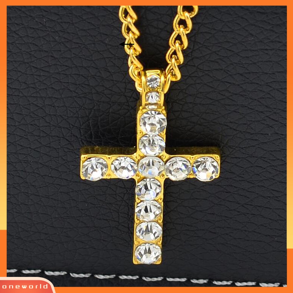 [EONE] Liontin Kalung Kepribadian Klasik Trendi Hadiah Hari Valentine Paduan Salib Berlian Imitasi Kalung Rantai Aksesoris Pacaran