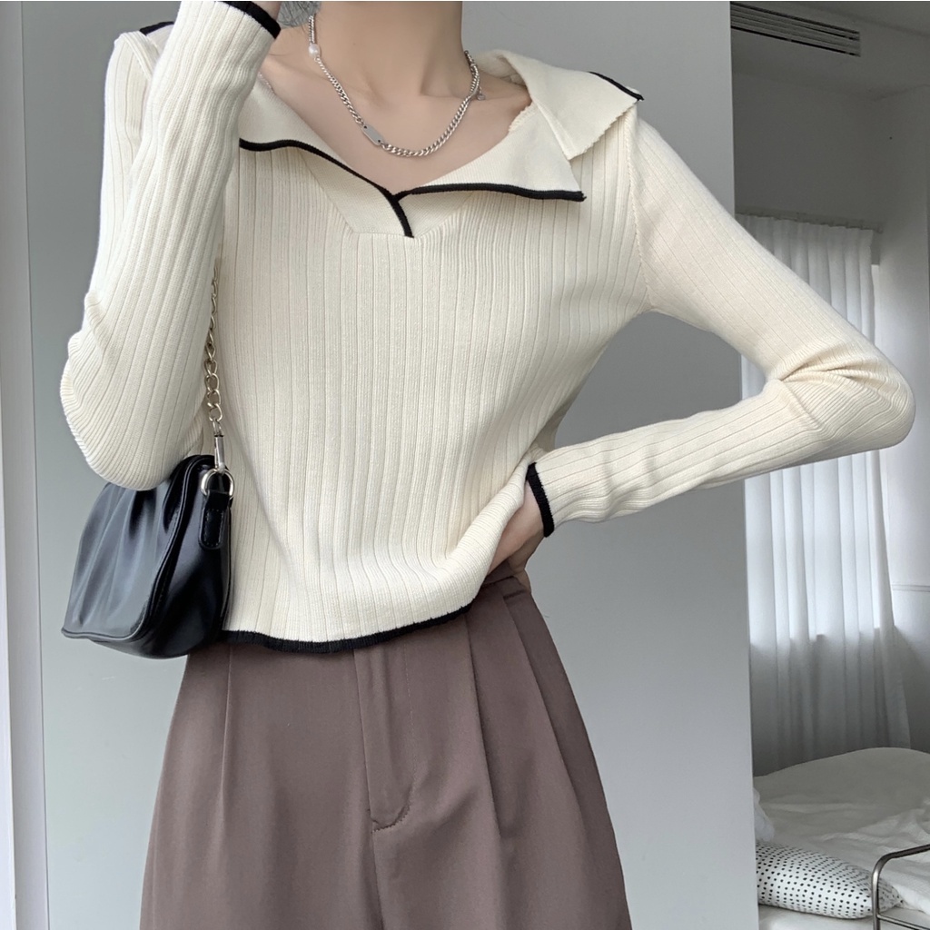 TELLY ➡️ BJ-024 Atasan Polos Wanita Lengan Panjang Sweater Rajut Korea