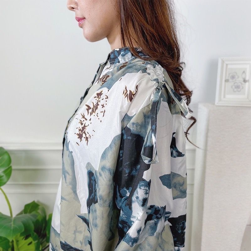 BEFAST - ZRD OOTD WANITA BLOUSE NINA / GAFFA BLOUSE / Pakaian Casual Wanita Terbaru / Blouse lengan Panjang Motif Abstrak / Fashion Kekinian Remaja ABG Trendy / Outfit Wanita Kerja / Blouse Oversize Termurah