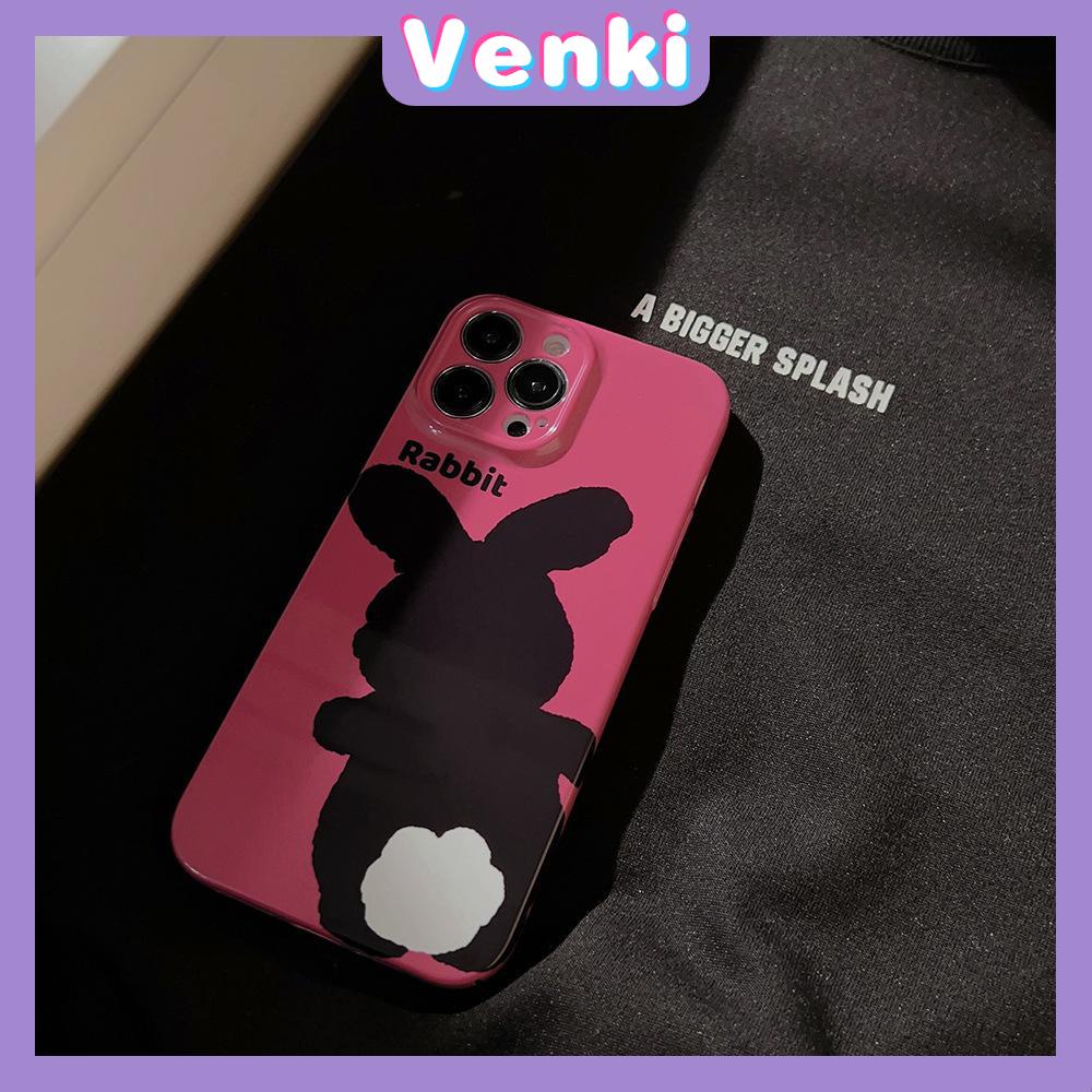 VENKI - For iPhone 11 iPhone Case Film TPU Soft Case White Glossy Cute Black Rabbit Camera Protection Shockproof Compatible with iPhone 14 13 Pro max 12 Pro Max xr xs max 7 8Plus