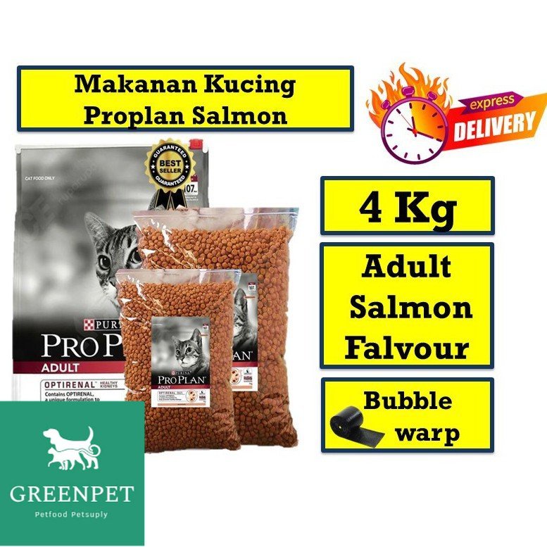 Green Petshop | Makanan kucing PROPLAN SALMON Dewasa Repack 4 Kg Proplan