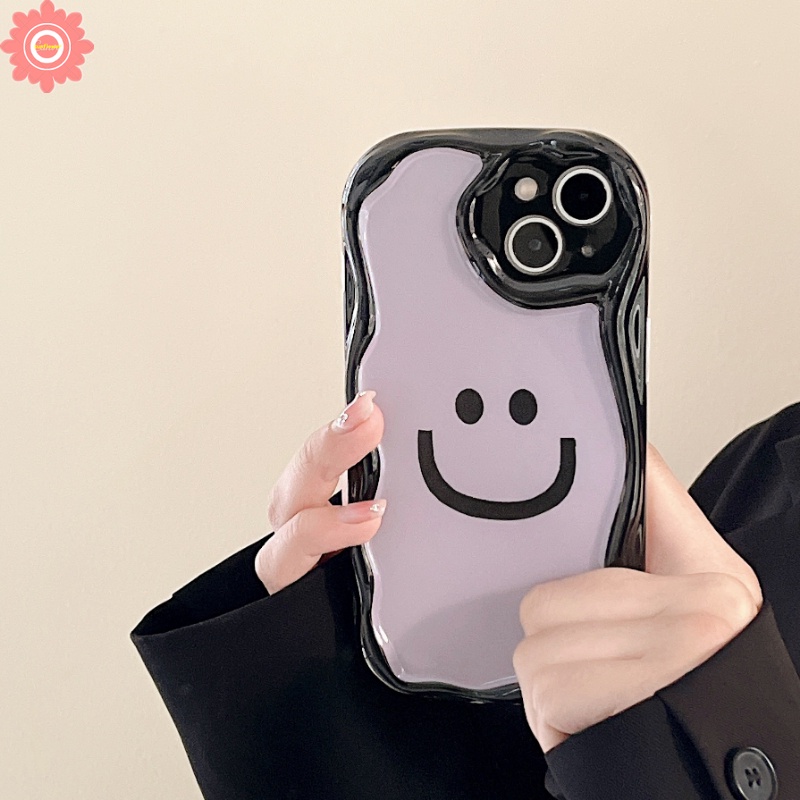 Case Untuk Redmi 10C A1 9T 10 9C 9A 9 10A 9C NFC A2 Redmi Note12 10 11 10s 11s 10Pro 10 Pro Max POCO M3 Senyum Lucu Smiley Kartun Kotak-Kotak 3D Wavy Curved Edge Soft Cover