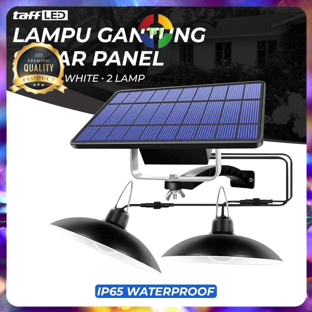 Lampu Gantung Hias Outdoor Solar IP65 Natural White 2 Lamp Black