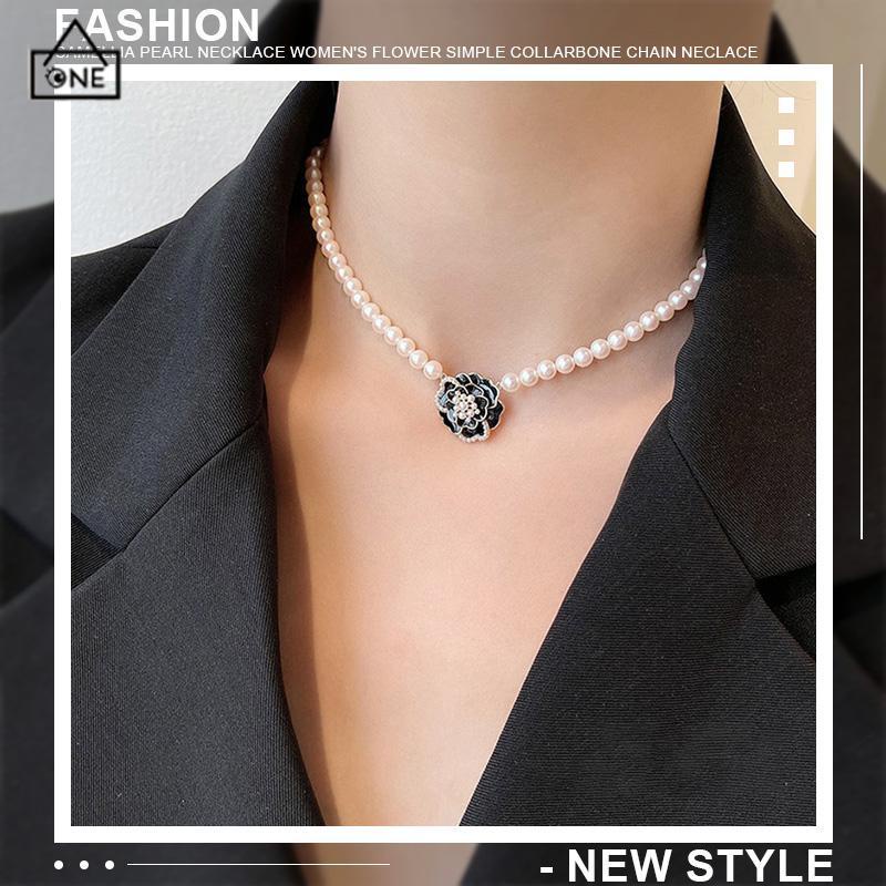 COD❤️Kalung Bunga Wanita Korea Liontin Camellia Untuk Gaya Fashion Accessories