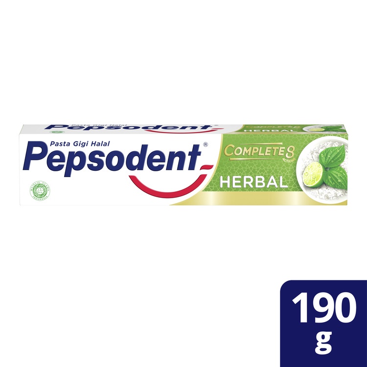 Pepsodent Complete 8 Herbal Nature Essentials Mulut Adem, Nafas Segar 190g ( HIJAU)